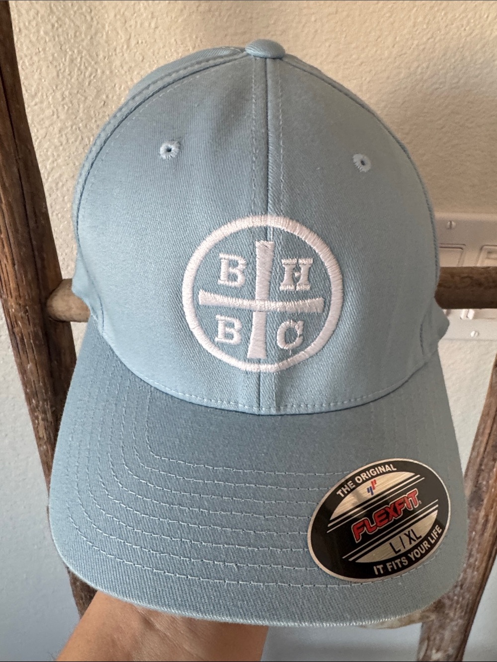 Light Blue Baseball Cap with White Embroidered Barrel House Brewing Company Logo